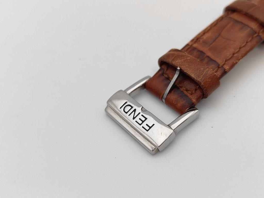 Fendi Watch Olologi Pink Dial Silver Brown Stainless Steel Leather — view 7