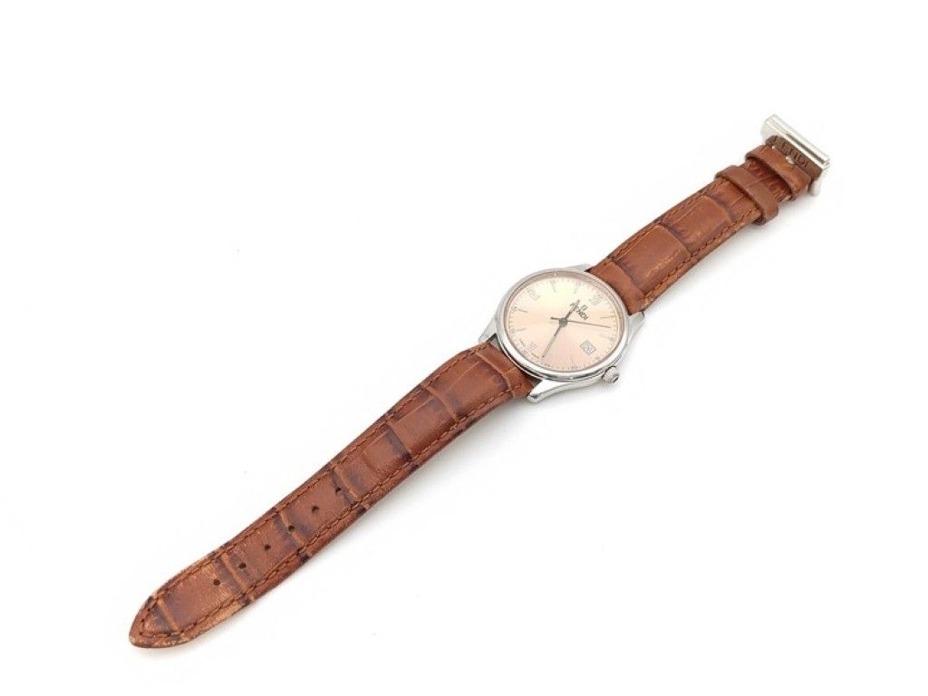 Fendi Watch Olologi Pink Dial Silver Brown Stainless Steel Leather — view 5