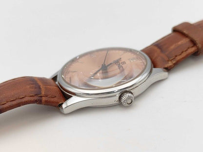 Fendi Watch Olologi Pink Dial Silver Brown Stainless Steel Leather — view 2