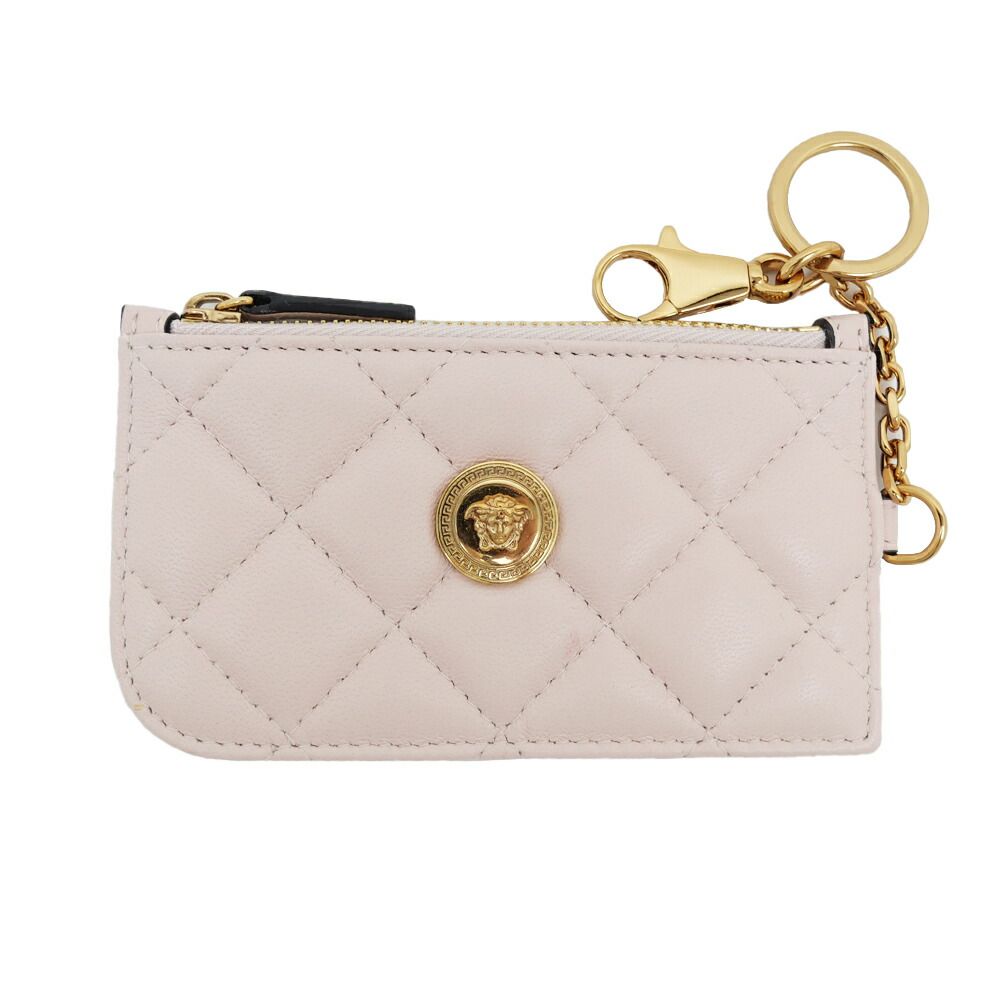 Versace Fragment Case Quilted Leather Pink Medusa Gold Card