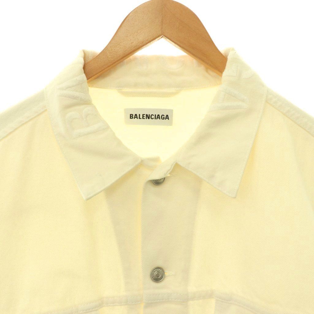 Balenciaga Cut Waistband Denim Jacket Oversize 36 White ES — view 4