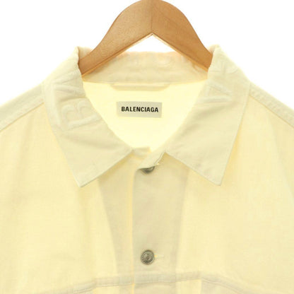 Balenciaga Cut Waistband Denim Jacket Oversize 36 White ES — view 4