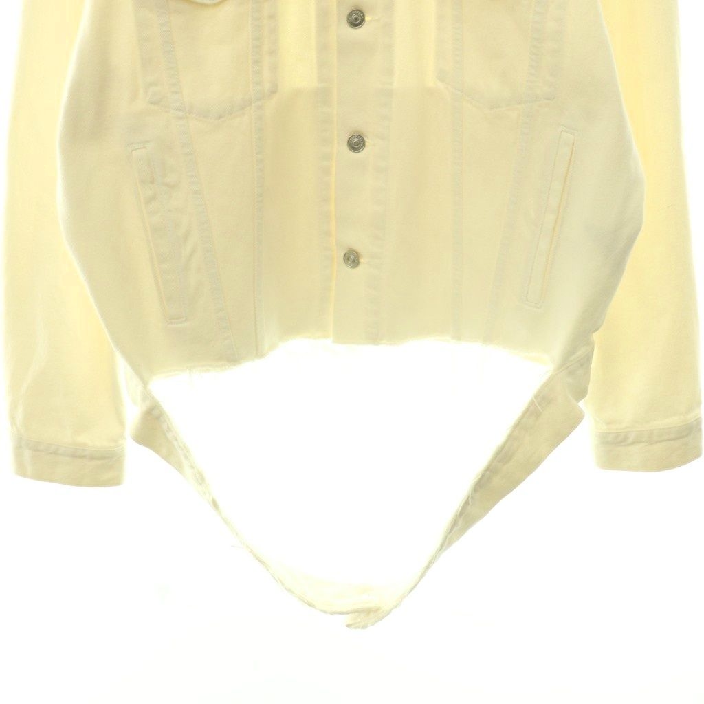 Balenciaga Cut Waistband Denim Jacket Oversize 36 White ES — view 5
