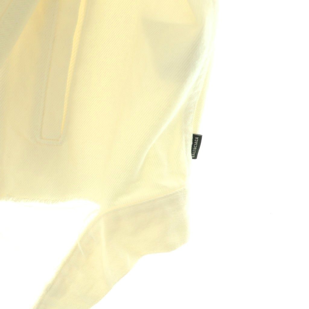 Balenciaga Cut Waistband Denim Jacket Oversize 36 White ES — view 6
