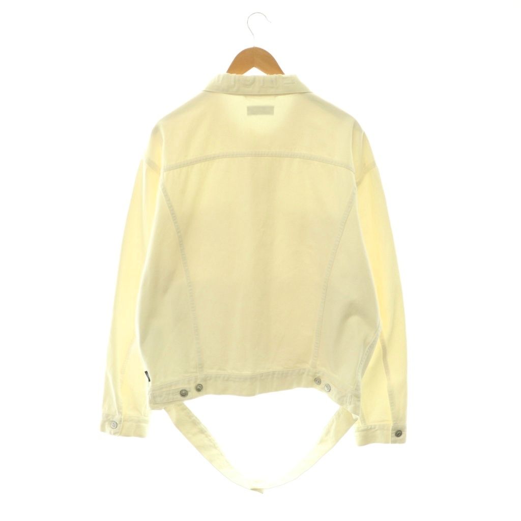 Balenciaga Cut Waistband Denim Jacket Oversize 36 White ES — view 2