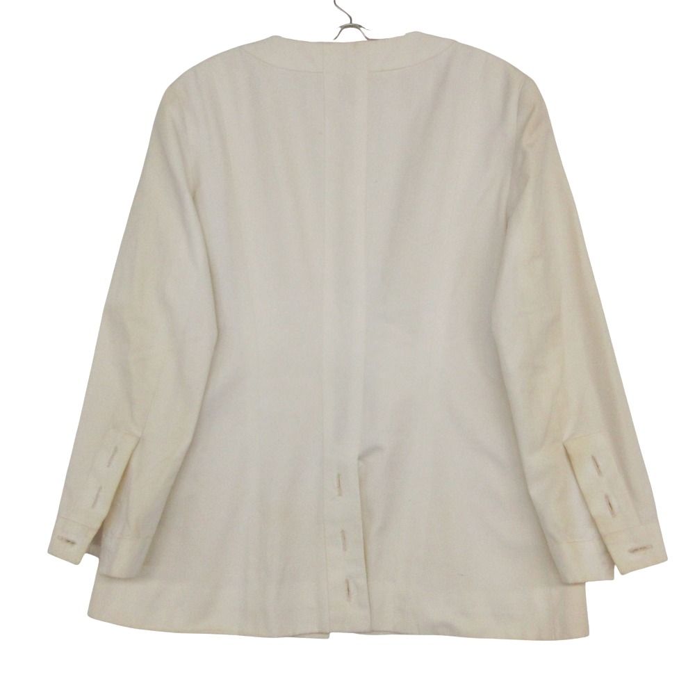 Chanel Suit Vintage Skirt Set Long Jacket CC Logo Lining Off White — view 3
