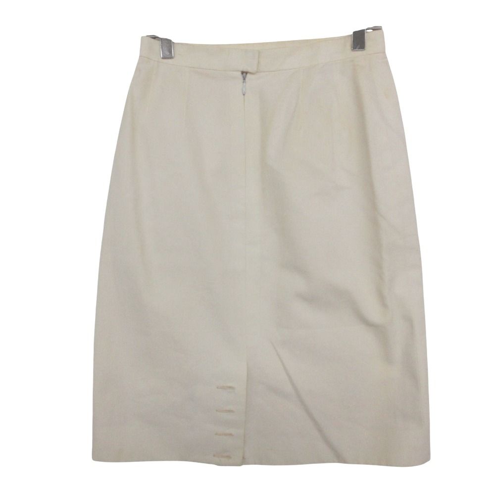Chanel Suit Vintage Skirt Set Long Jacket CC Logo Lining Off White — view 5