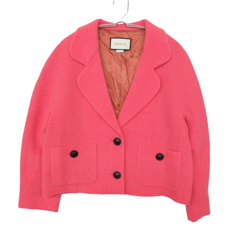 Gucci jacket Interlocking G Button Tweed Croppedjacket Shaw-g Length Pink