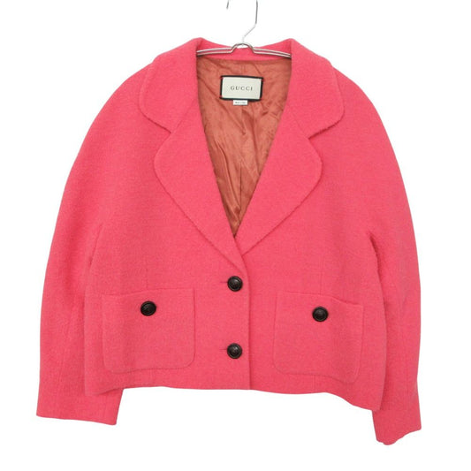 Gucci jacket Interlocking G Button Tweed Croppedjacket Shaw-g Length Pink