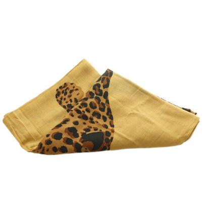 Saint Laurent Shawl Wool Silk Blend Animal Print Brown Scarf — view 3