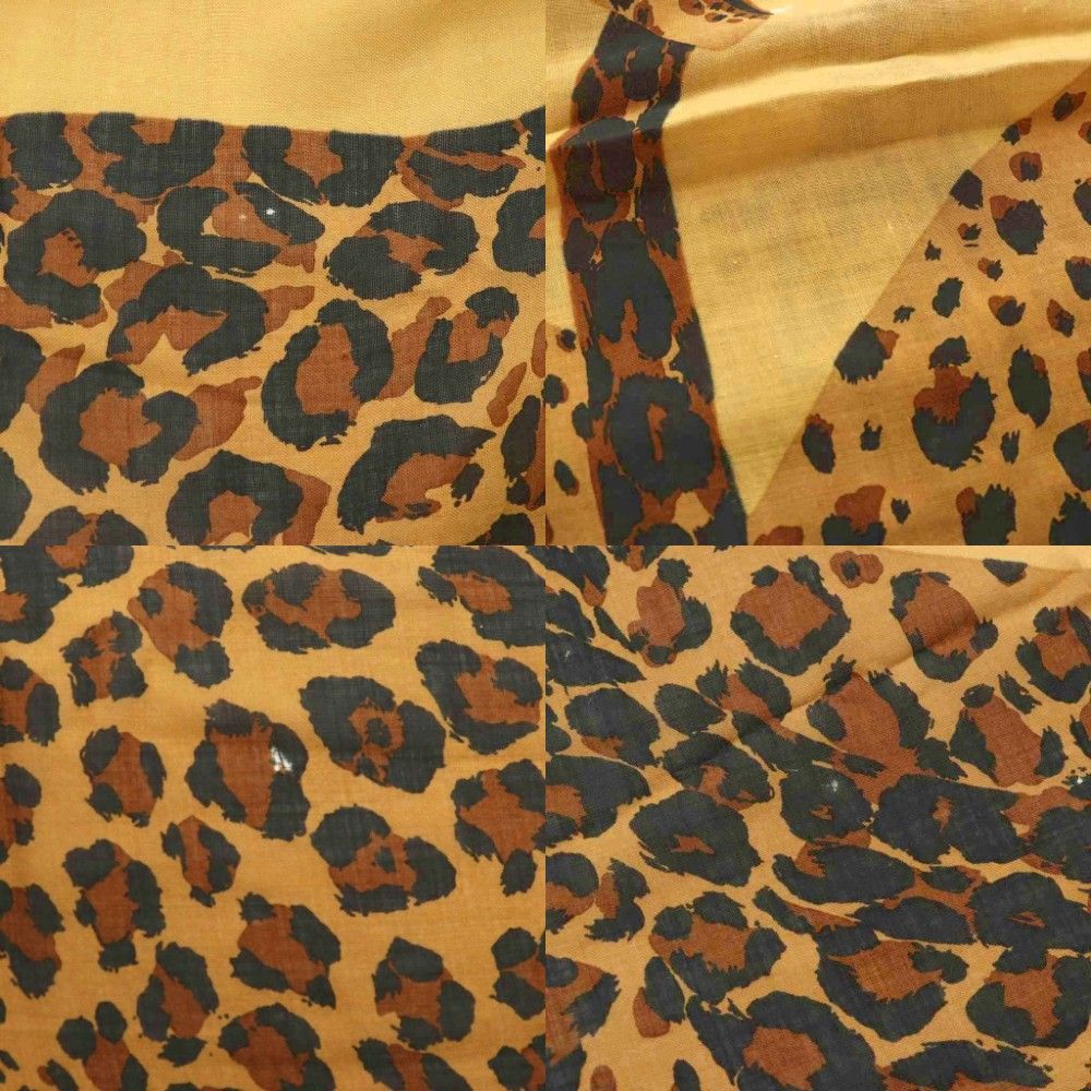 Saint Laurent Shawl Wool Silk Blend Animal Print Brown Scarf — view 8