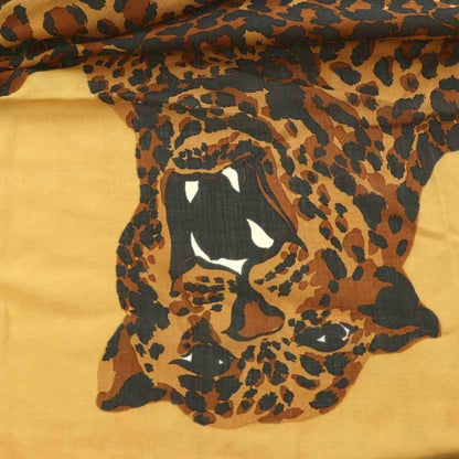 Saint Laurent Shawl Wool Silk Blend Animal Print Brown Scarf — view 6