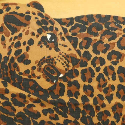 Saint Laurent Shawl Wool Silk Blend Animal Print Brown Scarf — view 5