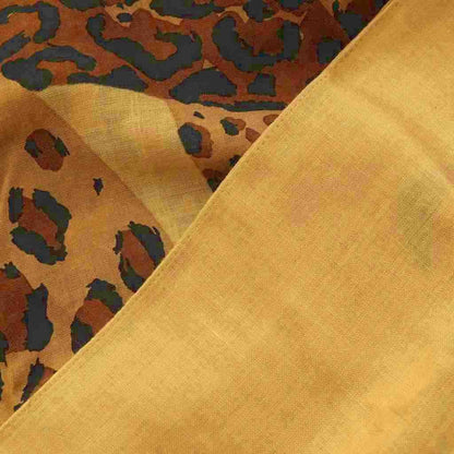 Saint Laurent Shawl Wool Silk Blend Animal Print Brown Scarf — view 4