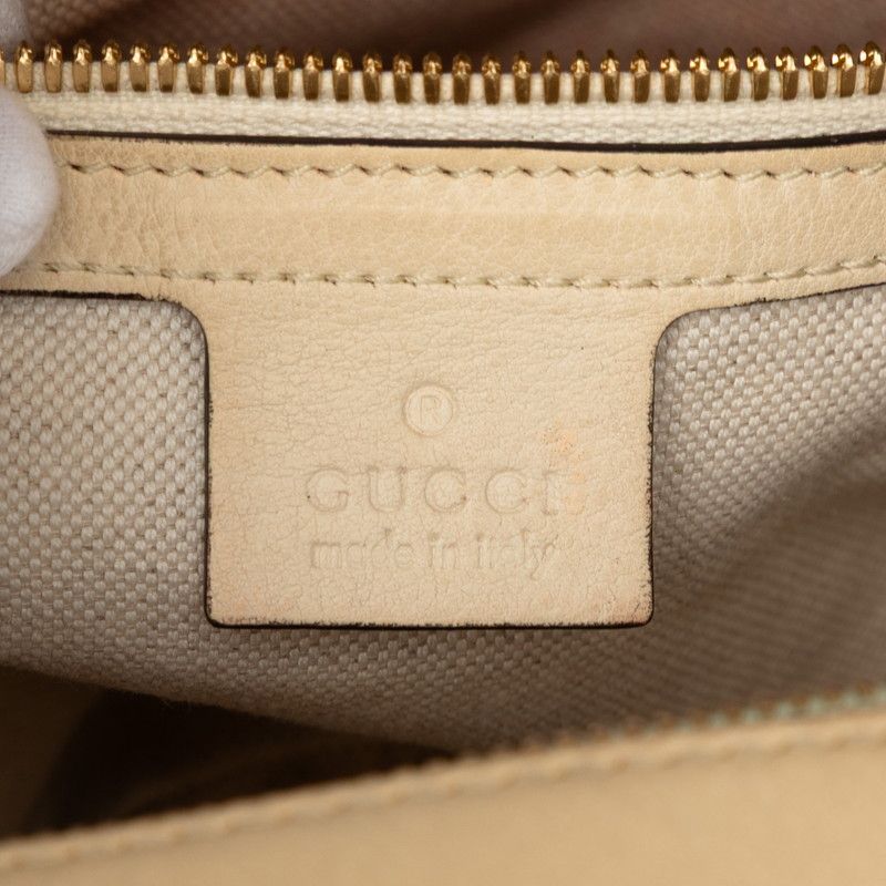 Gucci GG Logo Crossbody Shoulder Bag Beige Red Leather — view 7
