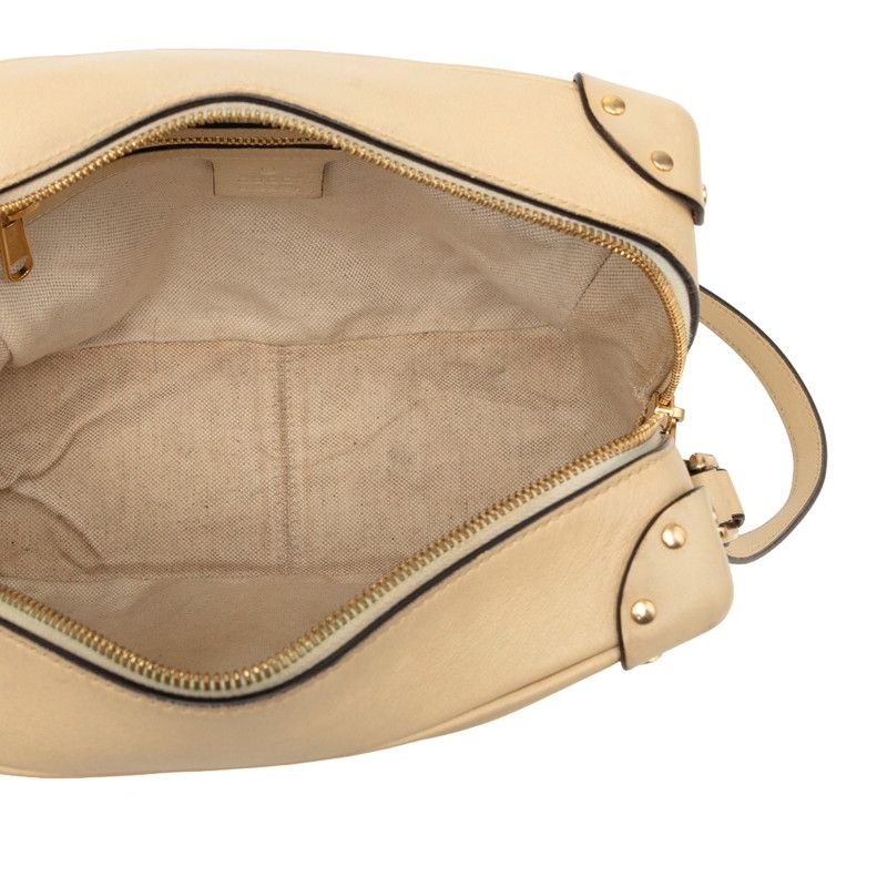 Gucci GG Logo Crossbody Shoulder Bag Beige Red Leather — view 4