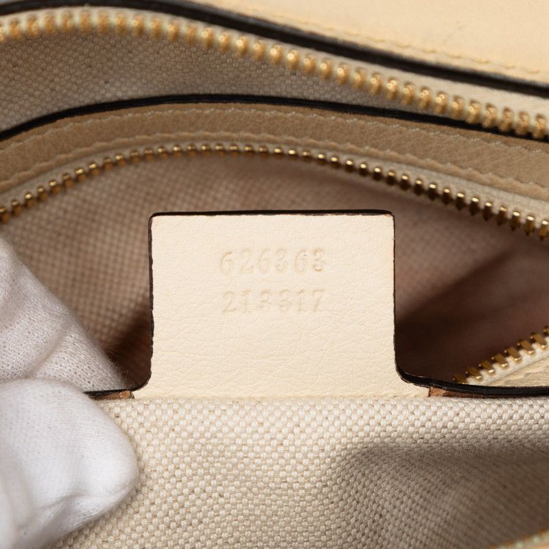 Gucci GG Logo Crossbody Shoulder Bag Beige Red Leather — view 6