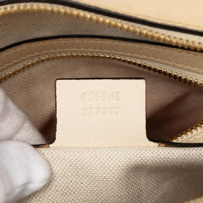 Gucci GG Logo Crossbody Shoulder Bag Beige Red Leather — view 6