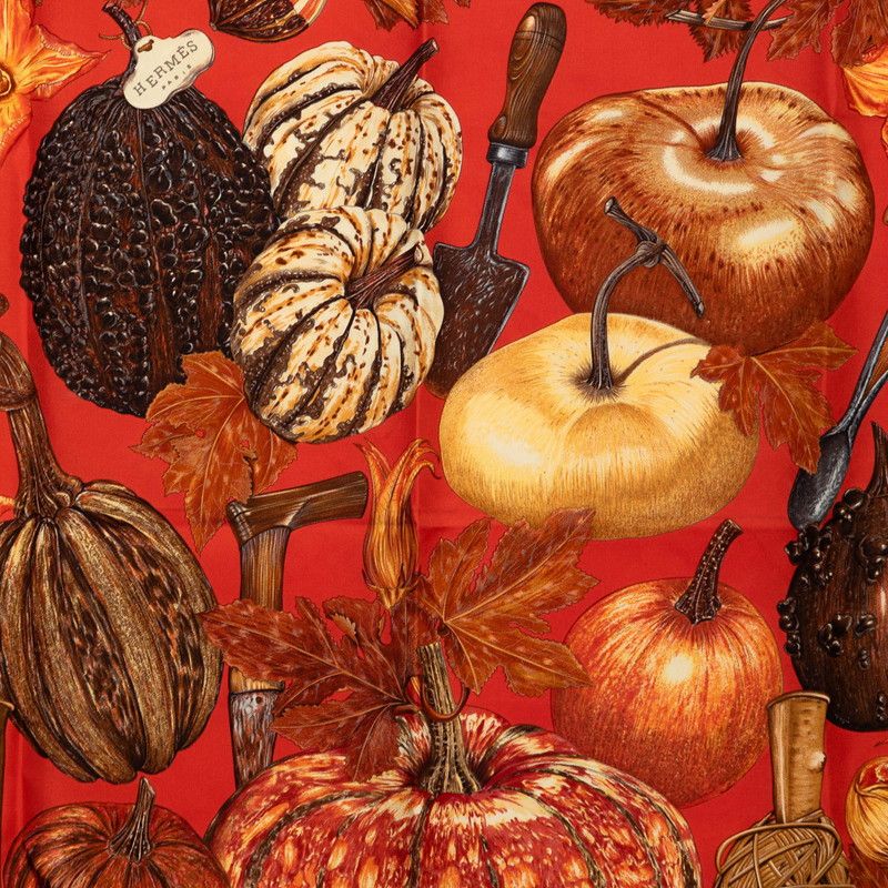 Hermes Carre 90 Citrouilles Et Coloquintes Pumpkin And Colocinto Scarf Large — view 4