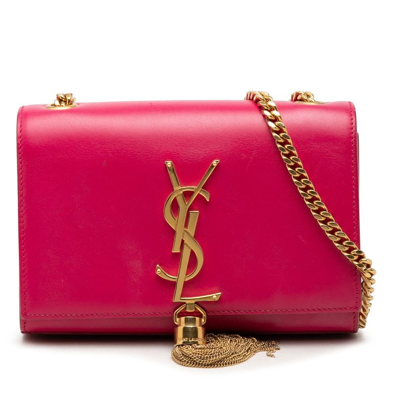 Saint Laurent YSL Monogram Classic Kate Tassel Chain Shoulder Bag Pink Leather