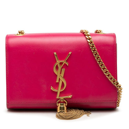 Saint Laurent YSL Monogram Classic Kate Tassel Chain Shoulder Bag Pink Leather