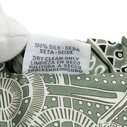 Hermes Twill Ruffle Eperon D'or Bandana Apron Scarf Green White Black Silk — view 6