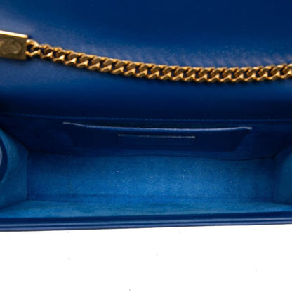 Saint Laurent YSL Monogram Classic Kate Tassel Chain Shoulder Bag Blue Gold — view 4