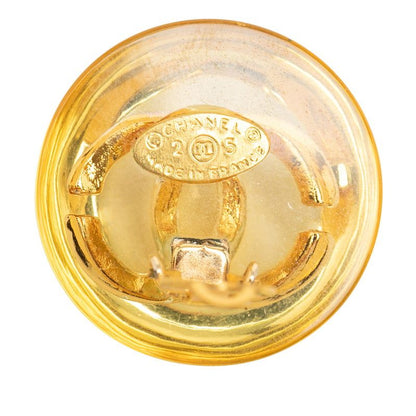 Chanel CC Logo Earrings Gold Clear Resin Plated — view 3