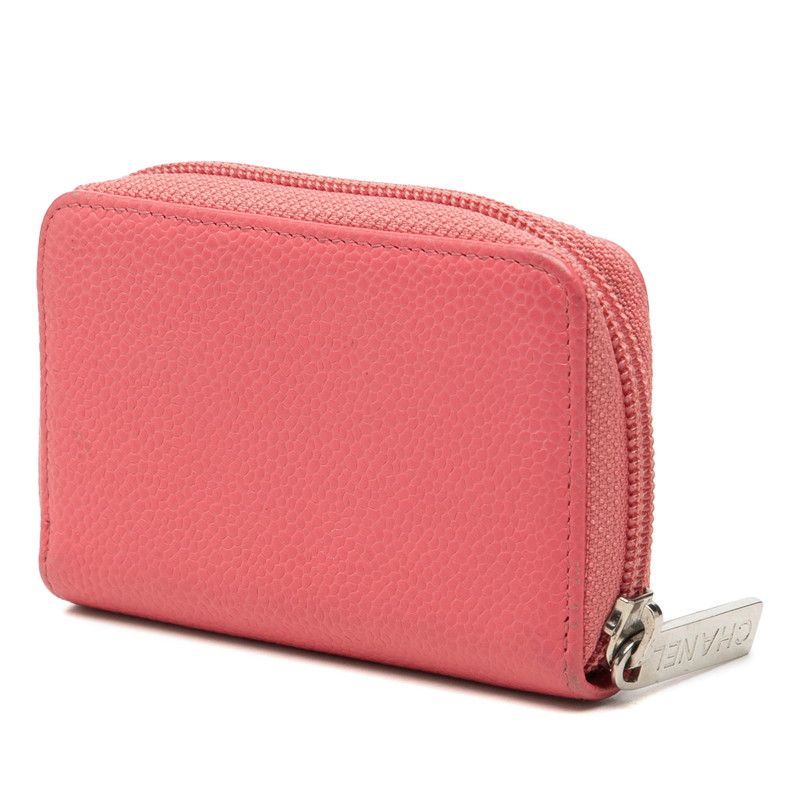 Chanel CC Logo Coin Purse Pink Caviar Leather — view 2