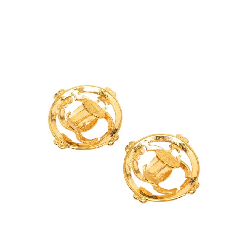 Chanel Vintage CC Logo Earrings Gold Plated — view 2