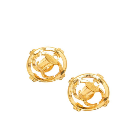 Chanel Vintage CC Logo Earrings Gold Plated — view 2