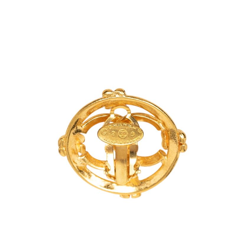 Chanel Vintage CC Logo Earrings Gold Plated — view 3