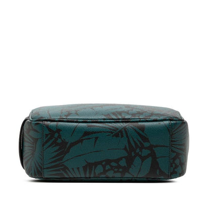 Saint Laurent Logo Botanical Palm Leaf Print Pouch Clutch Green Black Grained — view 3