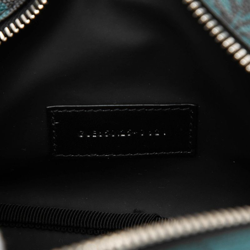 Saint Laurent Logo Botanical Palm Leaf Print Pouch Clutch Green Black Grained — view 6
