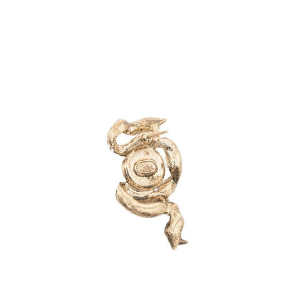 Chanel CC Logo Ribbon Motif Earrings Gold Plated Faux Pearl Rhinestone — view 3
