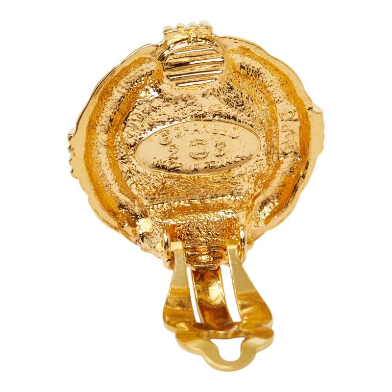 Chanel Gripoix Round Earrings 23 Gold Red Plated — view 4