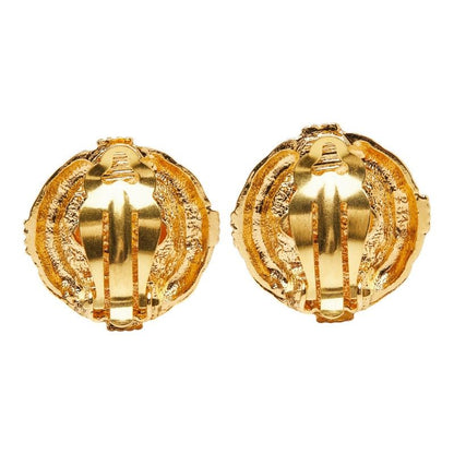Chanel Gripoix Round Earrings 23 Gold Red Plated — view 3