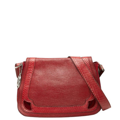 Cartier Marcello Crossbody Shoulder Bag Red Leather Suede