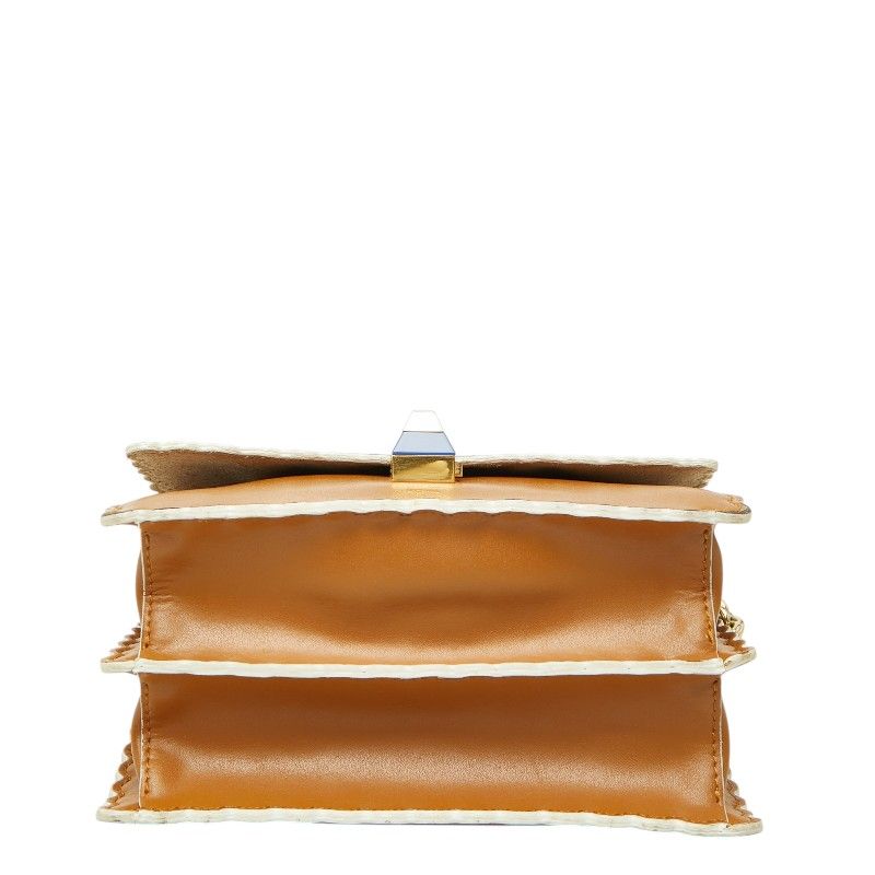 Fendi Canai Mini Chain Shoulder Bag Brown Leather — view 3