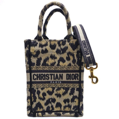 Dior Book Tote Mini Leopard Vertical Handbag 2-Way Gold