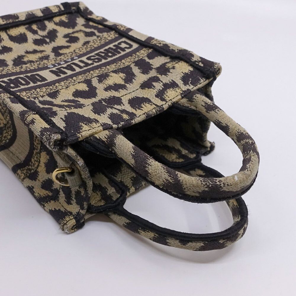 Dior Book Tote Mini Leopard Vertical Handbag 2-Way Gold — view 3