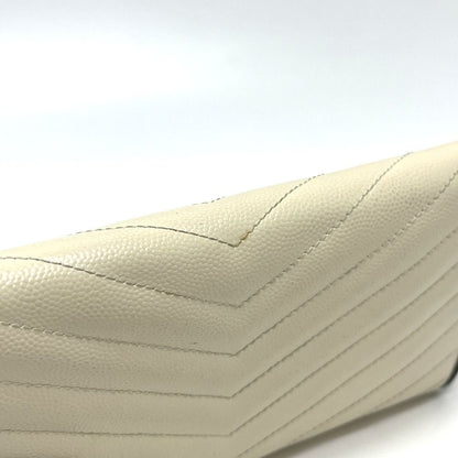 Saint Laurent Paris Wallet Cassandra Chevron Bicolor Leather White — view 3