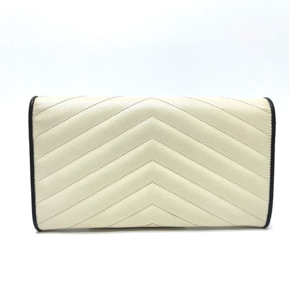 Saint Laurent Paris Wallet Cassandra Chevron Bicolor Leather White — view 2