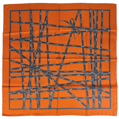 Hermes Carre 90 Bolduc Ribbon Scarf Silk Orange