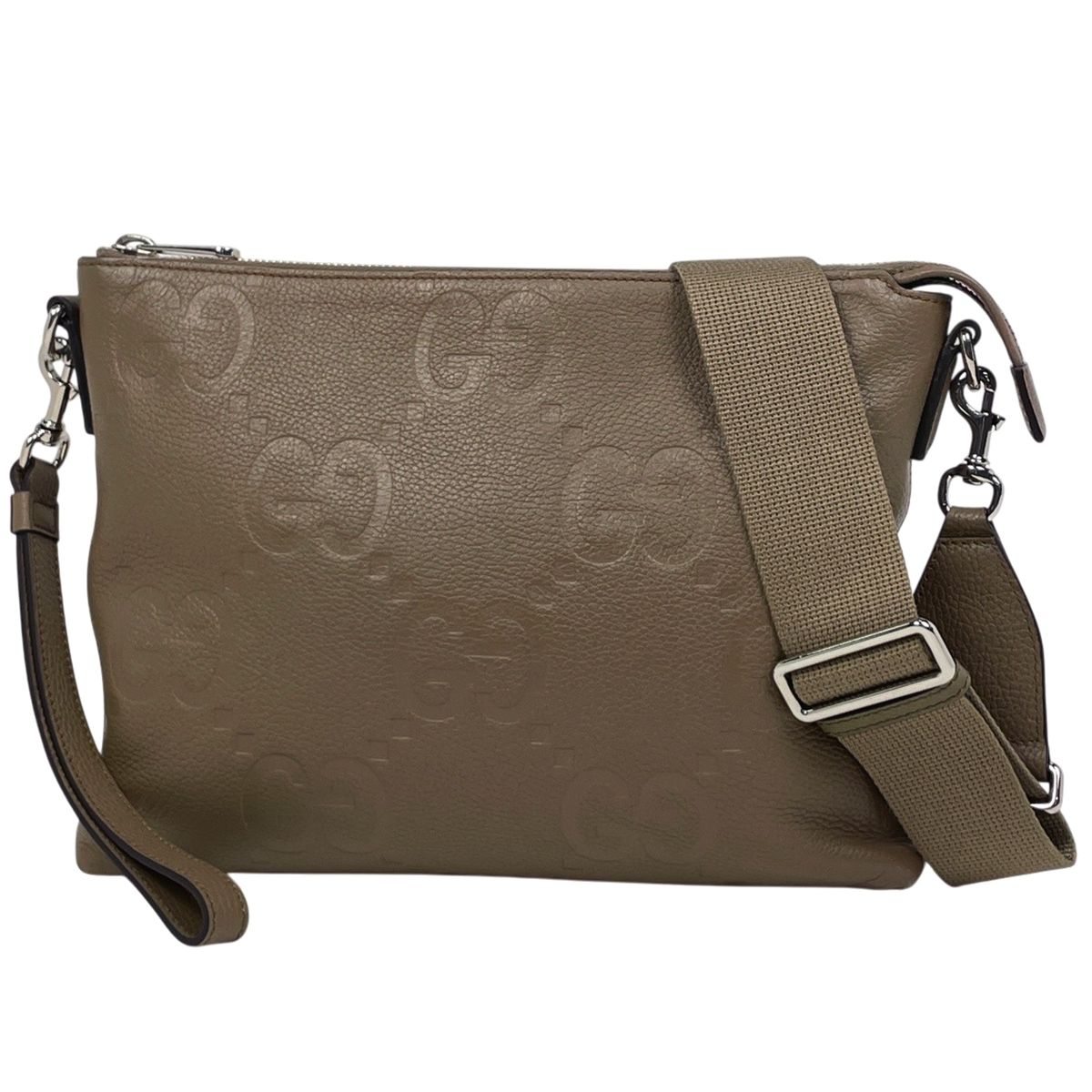 Gucci Jumbo GG Shoulder Bag 2-Way Second Leather Beige