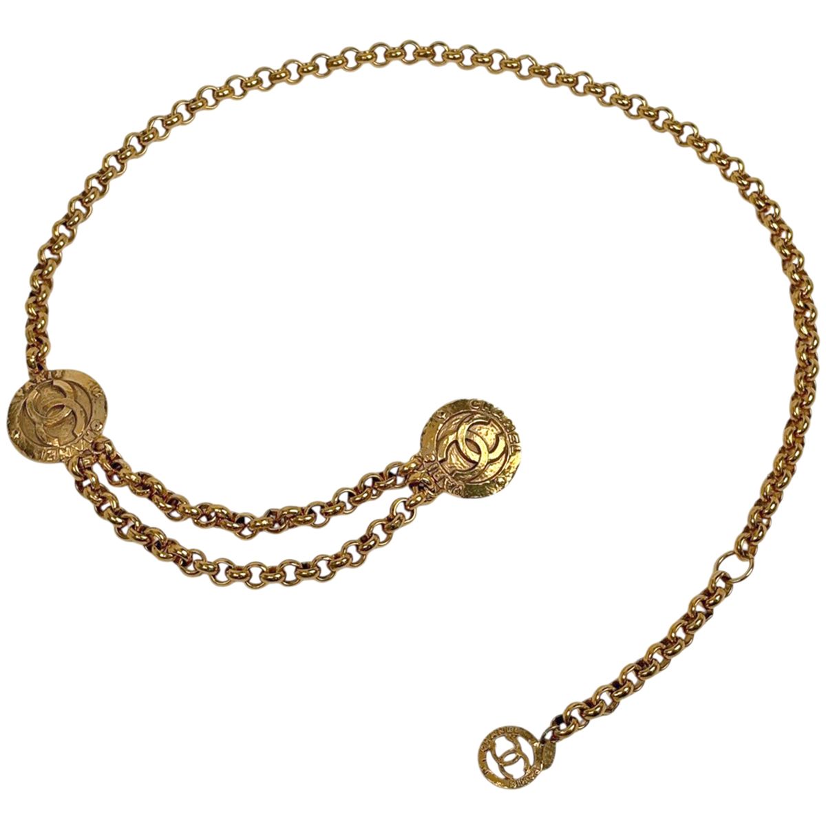 Chanel CC Logo Chain Belt Double Strand Gold Plated