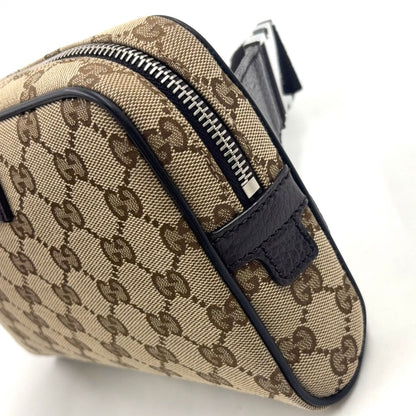 Gucci GG Canvas Leather Dark Brown Beige Belt Bag Silver — view 5