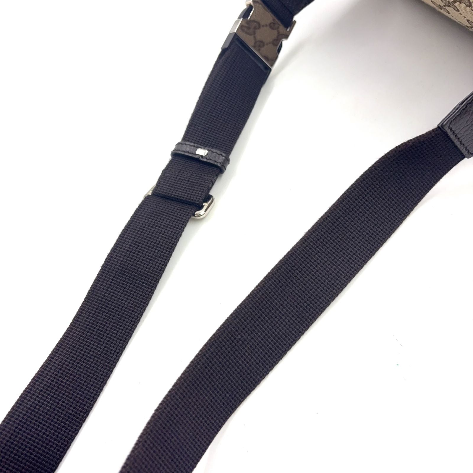 Gucci GG Canvas Leather Dark Brown Beige Belt Bag Silver — view 8