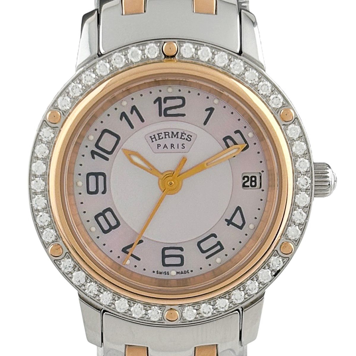 Hermes Cles Watch SS Quartz Pink