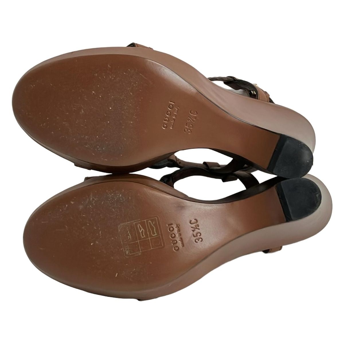 Gucci Sandals C Brown Interlocking G Wedge Sole Leather 35.5 — view 4